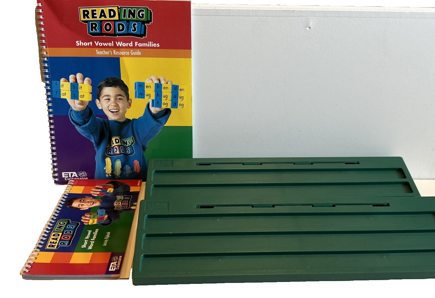 ETA Cuisenaire Reading Rods Short Vowel Word Family & 2 Letter Trays