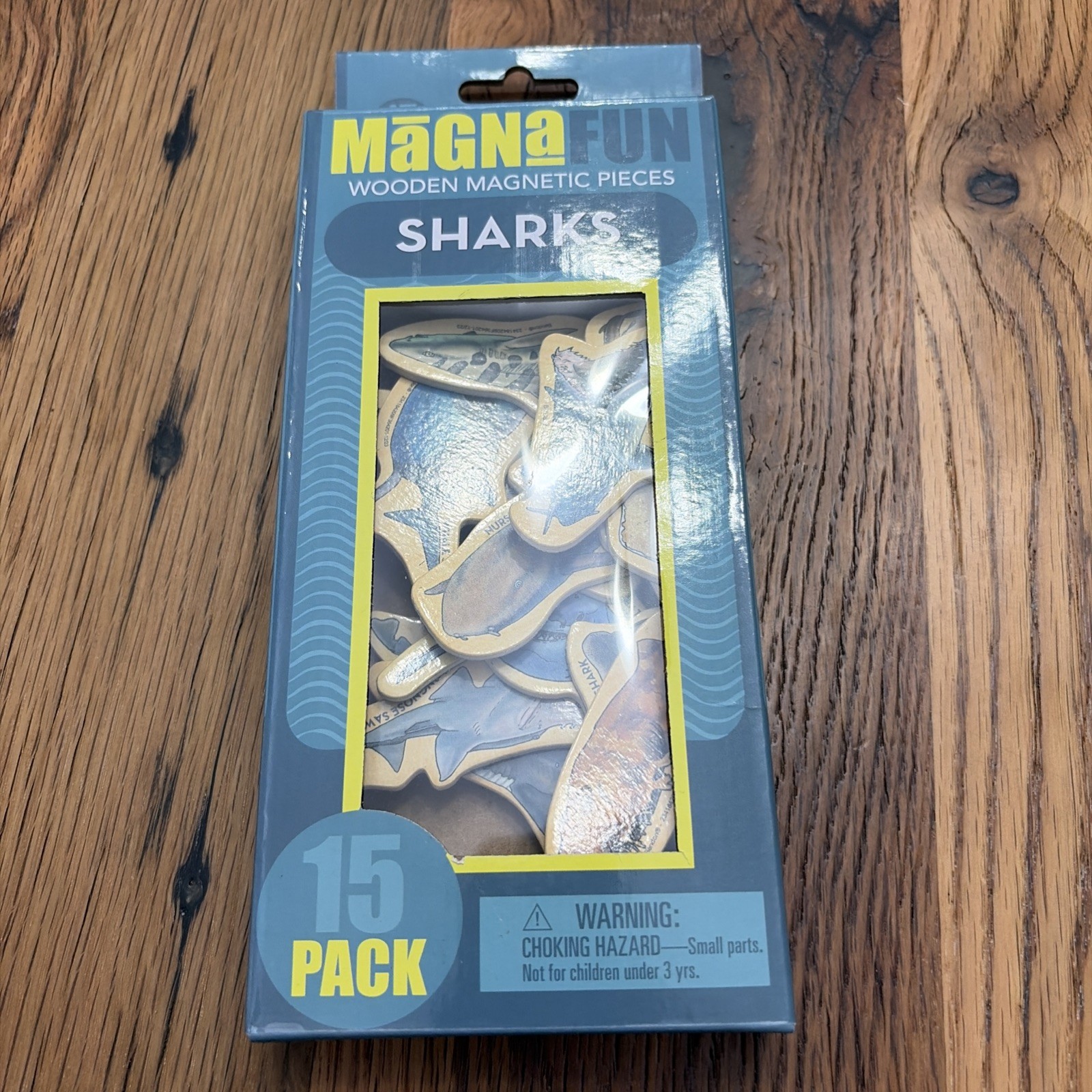 BRAND NEW-Bendon Magna Fun WOODEN Magnetic Sharks of North America 15 pack