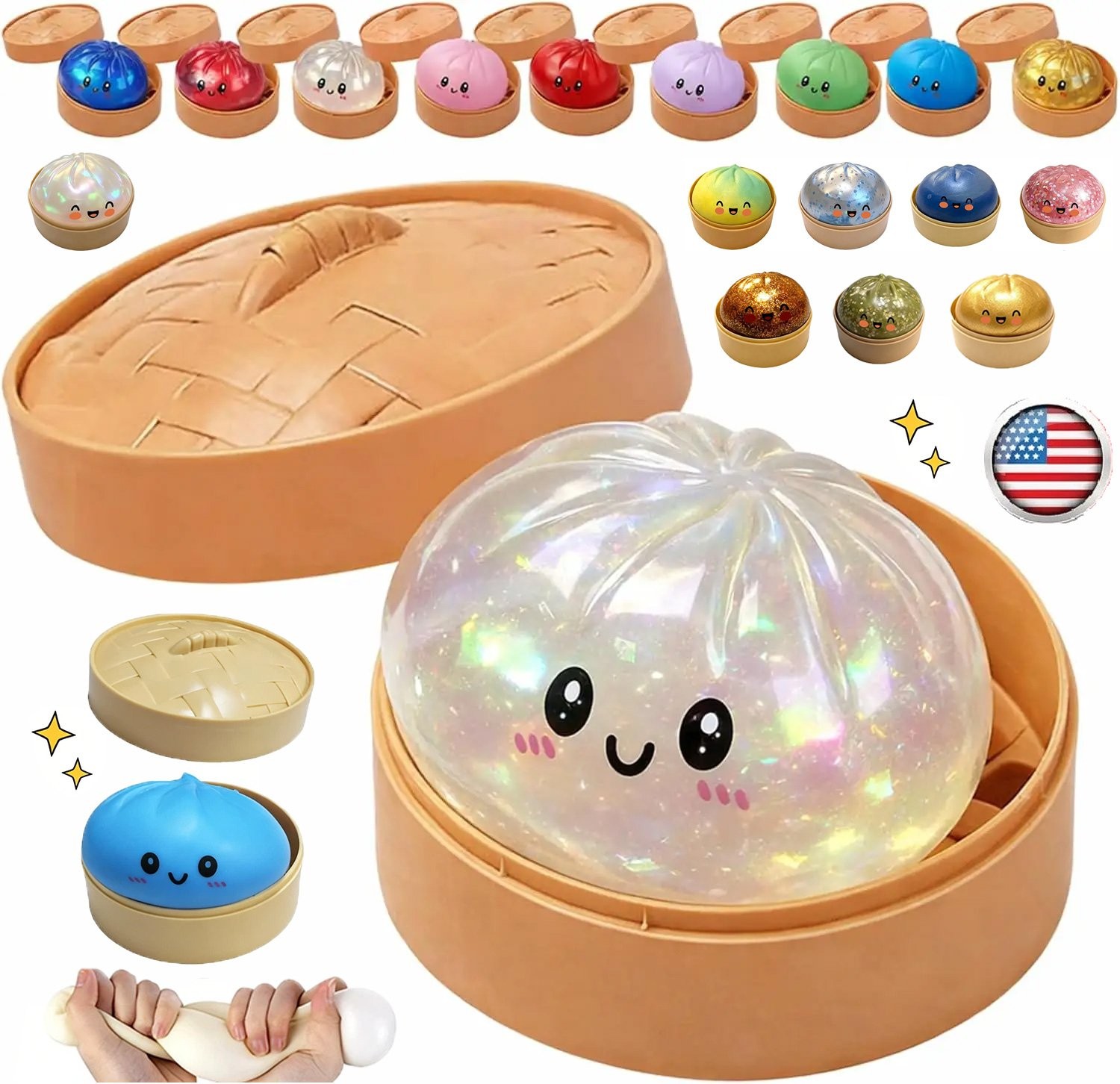 New Five Below Surprise Squishy Dumpling Bun Glitter Rare Toy Collectible TL