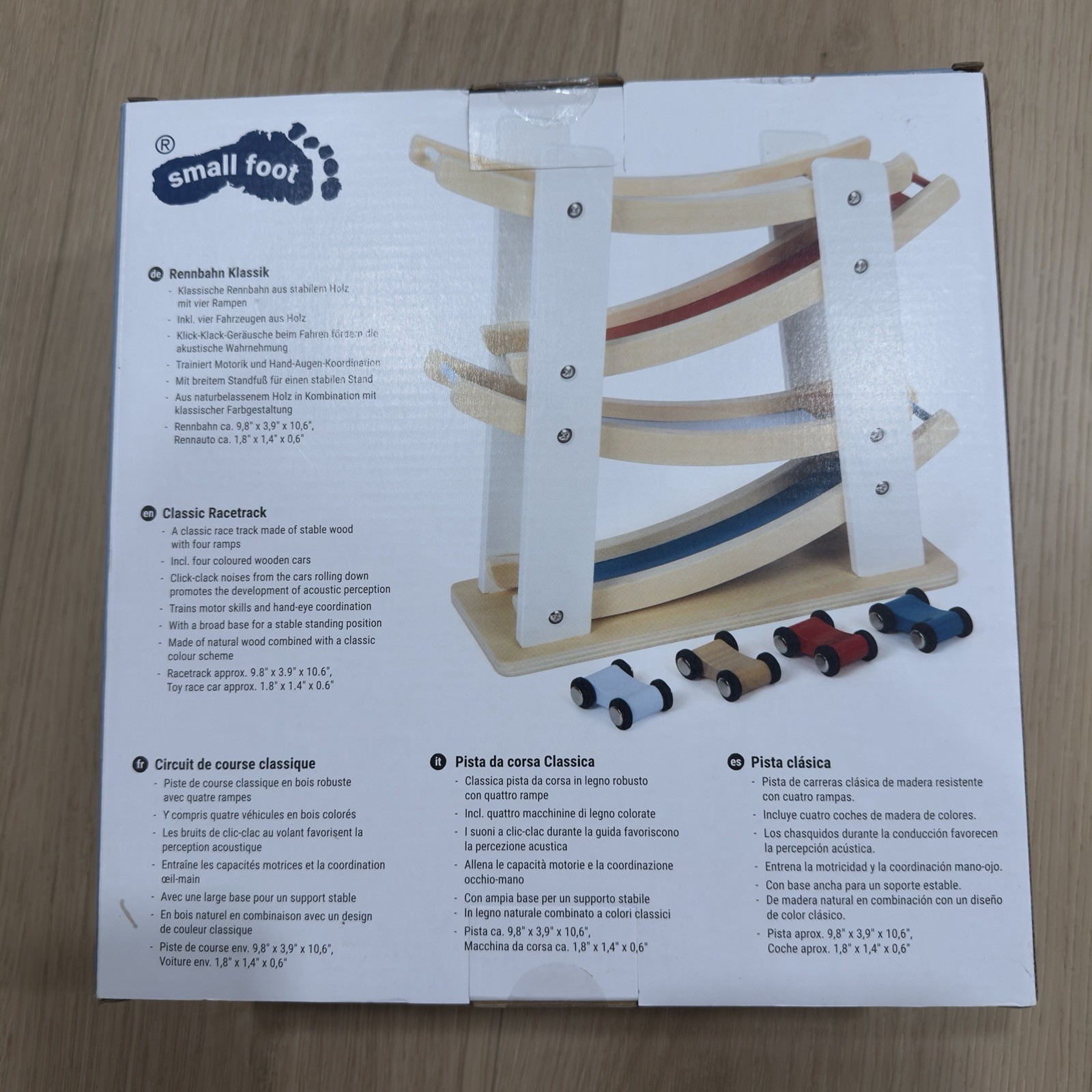 Wooden Classic Racetrack Ramp &Cars Legler Small Foot 11873 Educational Toy 18+m