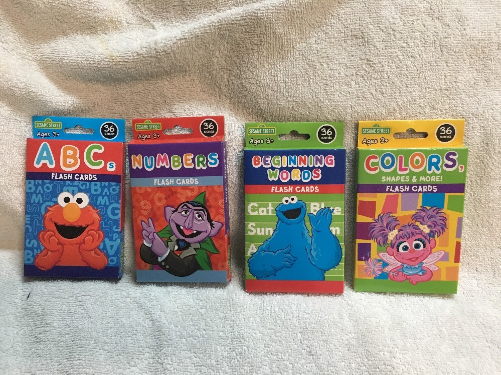 4 Packs Of Sesame Street Flash Cards Numbers Colors ABC’s & First Words