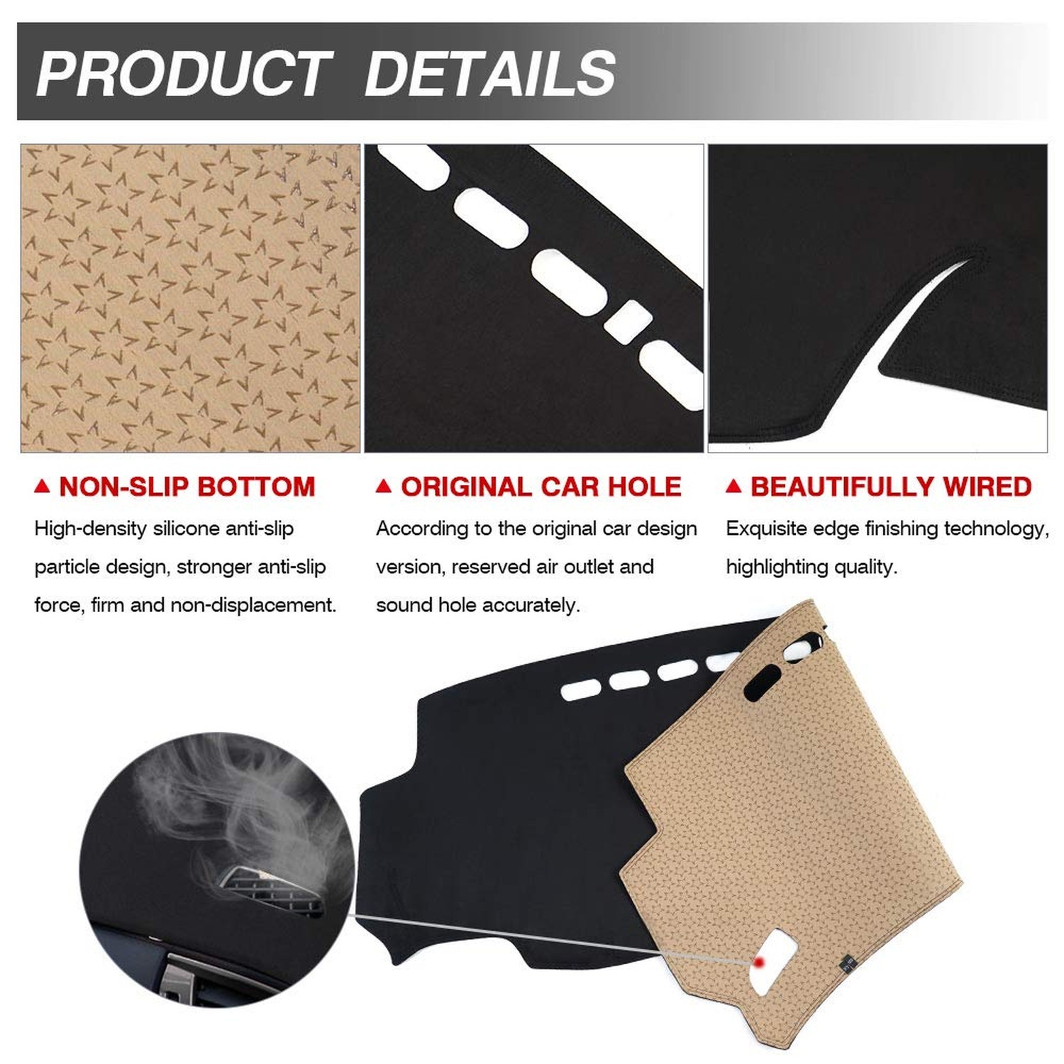 CARTIST Dashboard Cover Mat for 2015-2018 2019 2020 Honda Fit Accessories Das…