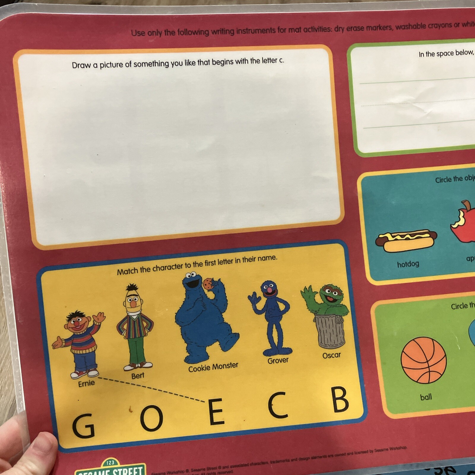 Sesame Street Dry Erase Placemats Double Sided Set Of Two ￼