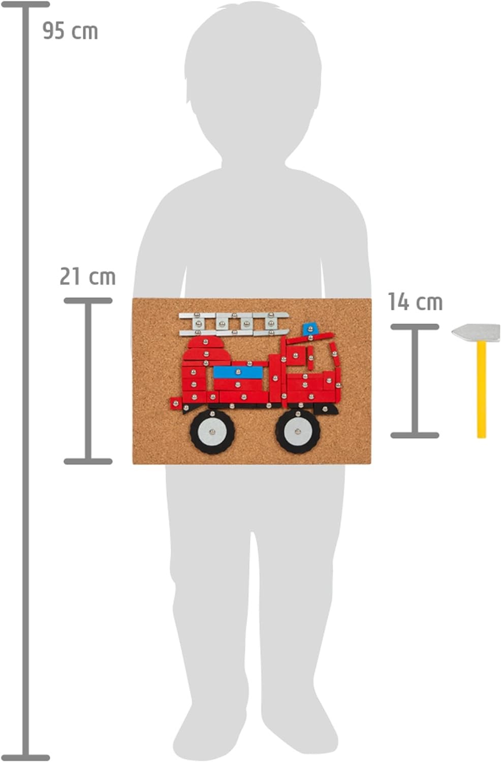 small foot Vehicles of The City Toy, Wood, with Cork Board and Hammer, for Kids