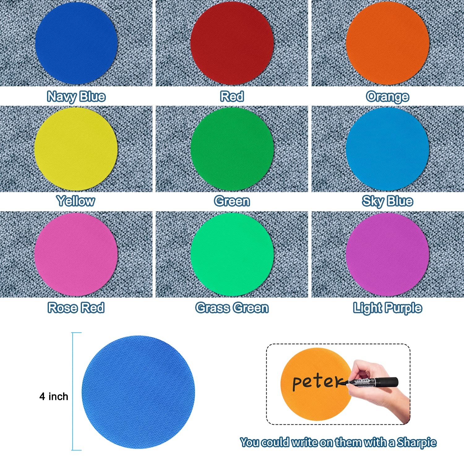 81 Pcs Social Distancing Markers, Carpet Spots for , Multicolor