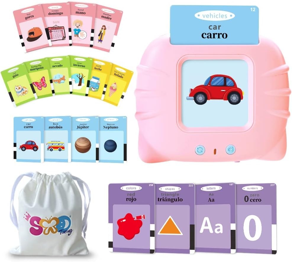 Portable Spanish & English Flash Cards – Engage Kids 2-8 with Learning Games
