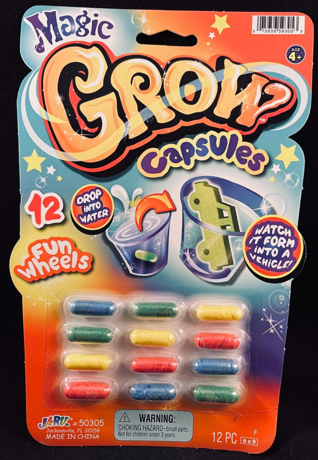 Magic Grow Capsules – 12 Fun Wheels – Soft Expanding Foam