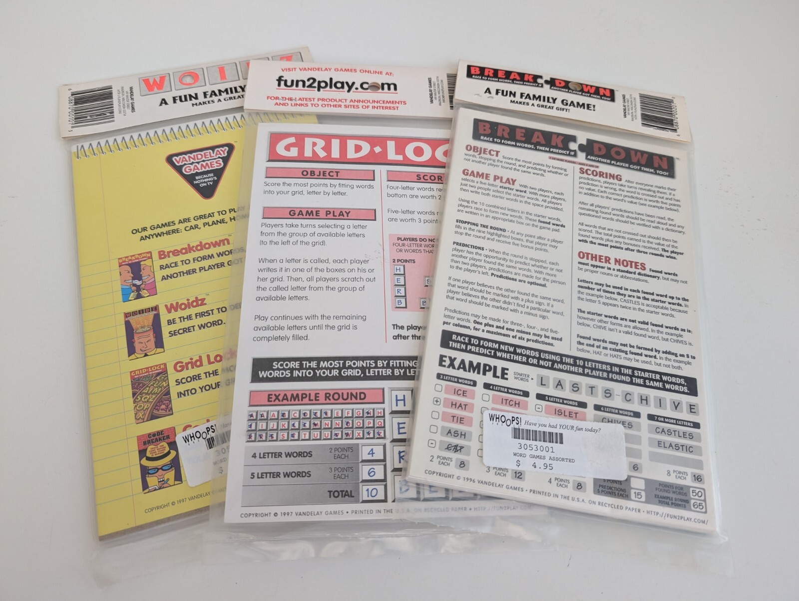Travel game vintage 1996 Vandelay Games 90s word breakdown gridlock NEW lot 3
