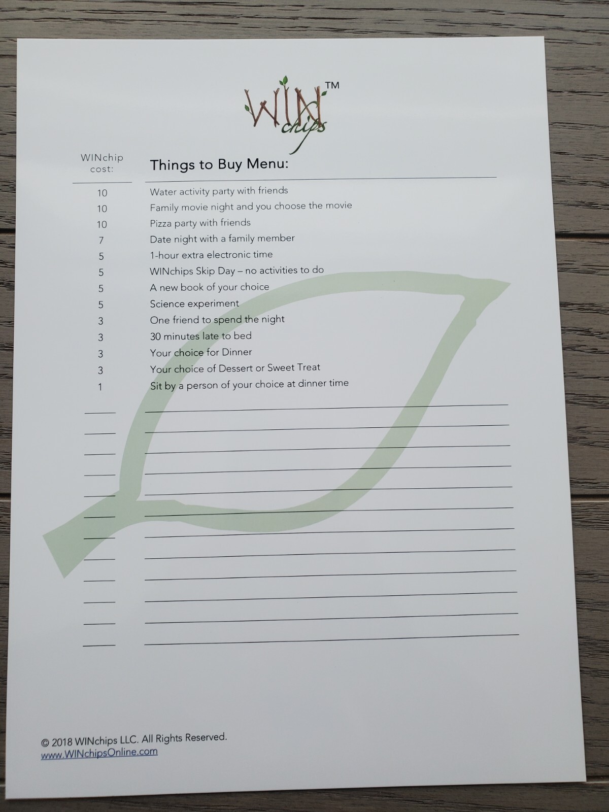 Win Chips Learning Positive Reinforcement Summer Edition Chores Kids Family