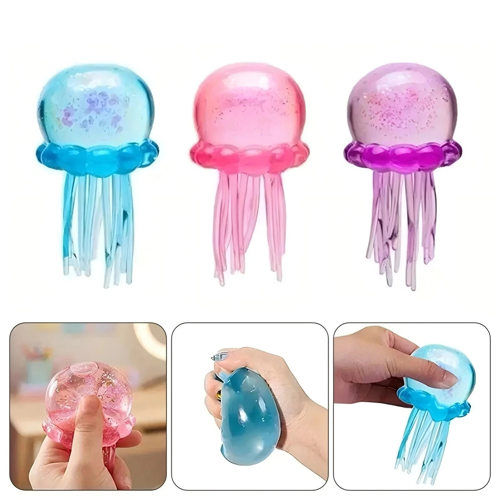 Schylling NeeDoh Jelly Squish: Purple, Pink, Blue Complete Set of 3 – Sealed