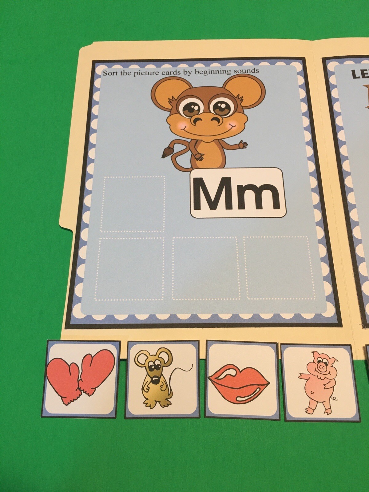 Mimi Monkey – Letter Mm – DIY File Folder game – Printed / Uncut