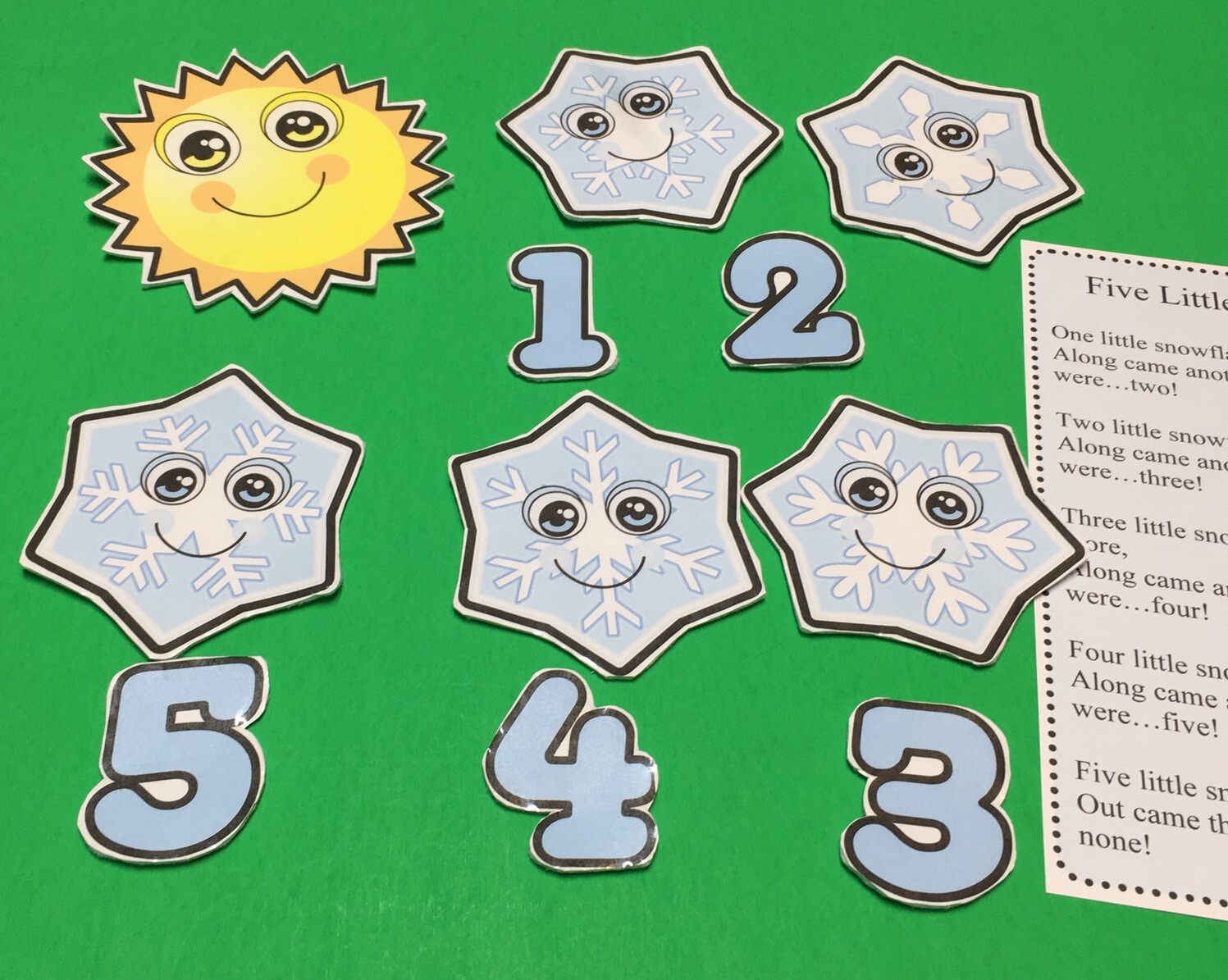 Five Little Snowflakes Precut Flannel / Felt Board Figures Set 11 pieces