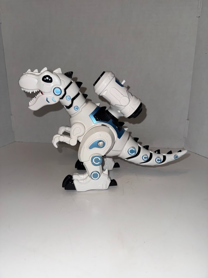 Smoke Steam Vapor Action Robot Toy Walking Dinosaur White