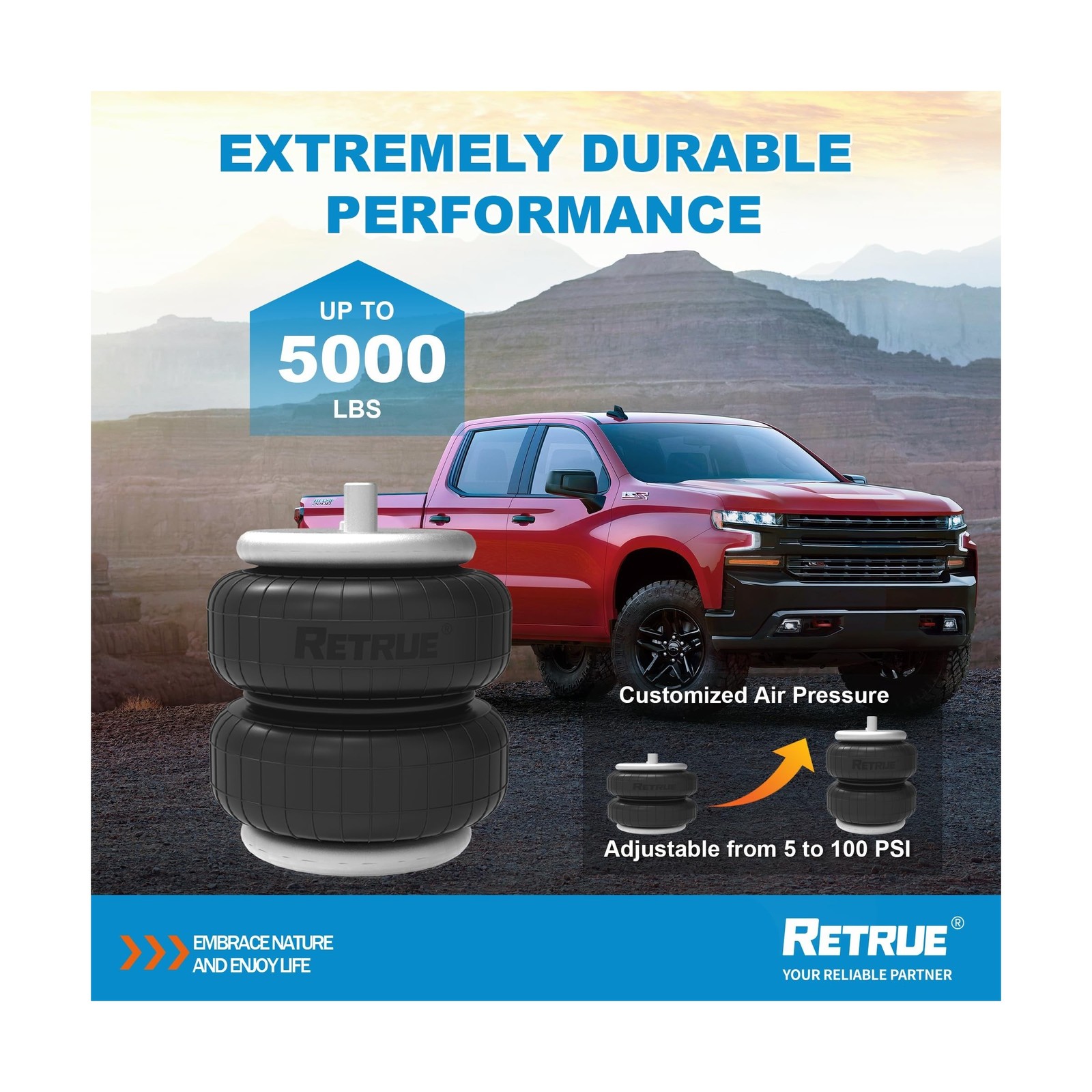RETRUE Rear Bags Suspension Kit for 2007-2018 Silverado G…