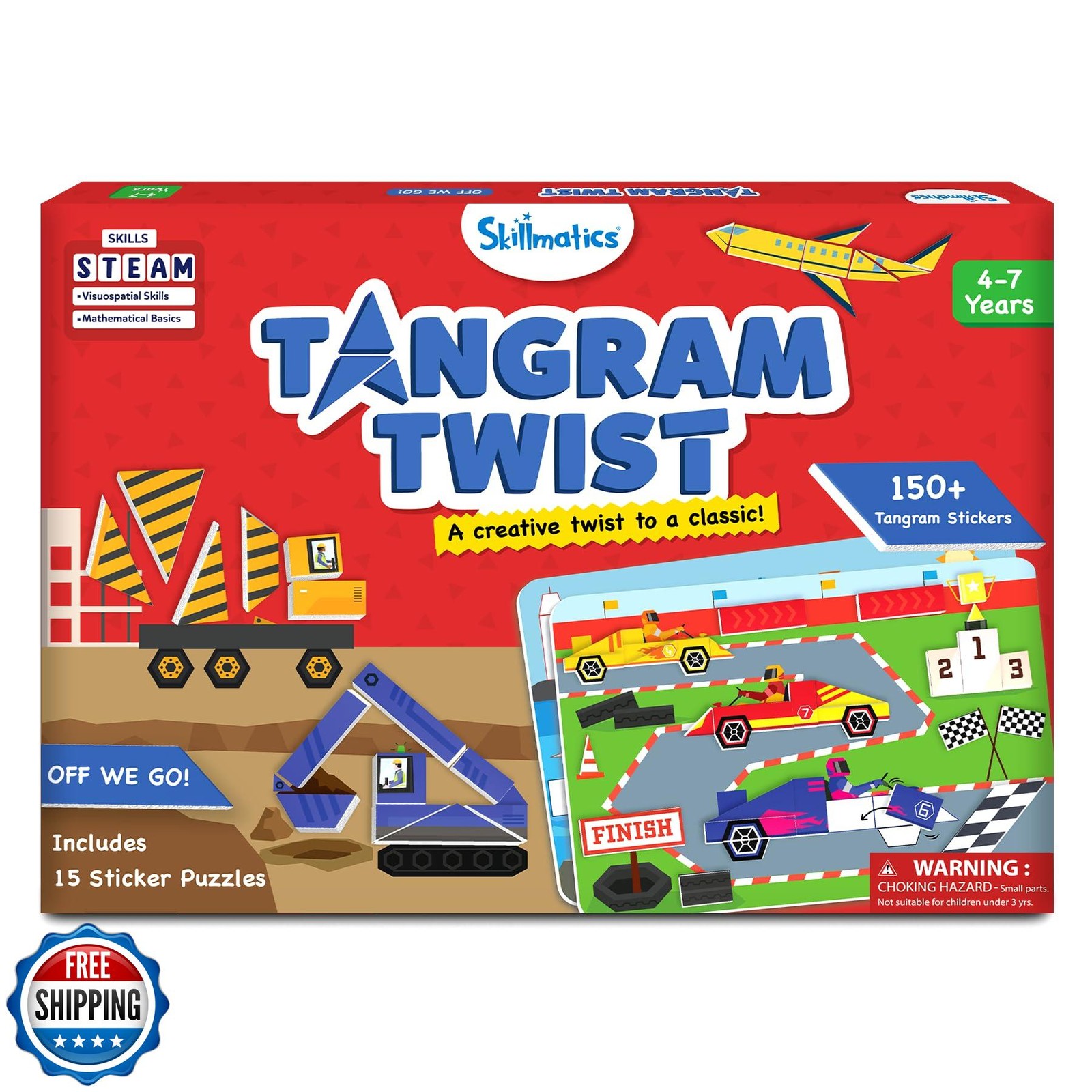 Skillmatics Tangram Sticker Puzzles – Educational Art and Craft Activity with