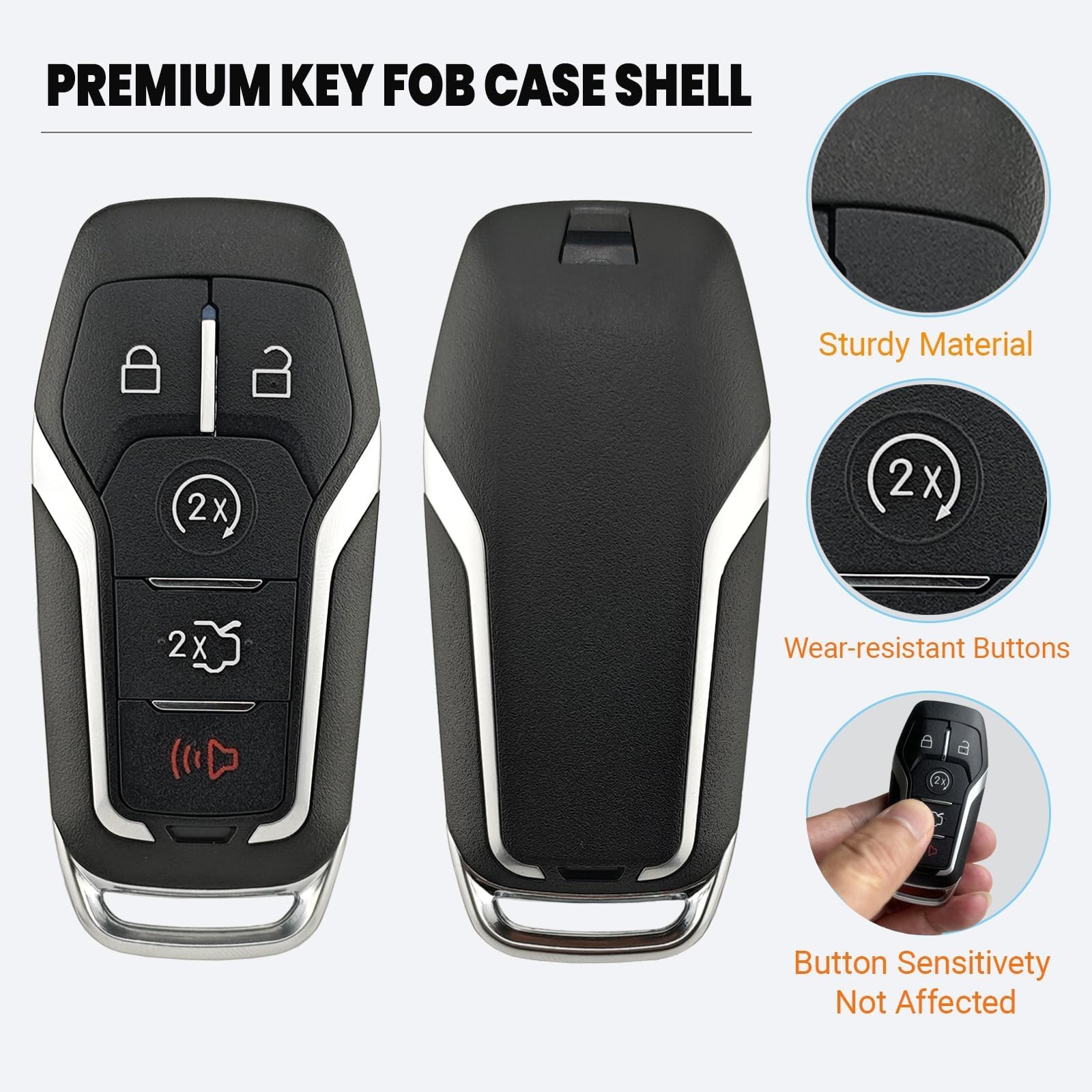 2pcs Remote Key Fob Case Shell Cover Fit for Ford Explorer Edge Mustange Fusi…