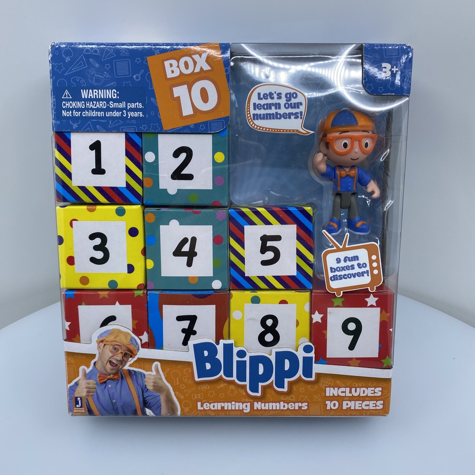 BLIPPI LEARNING NUMBERS INCLUDES 9 SURPRISE CUBES AND A BLIPPI ACTION FIGURE