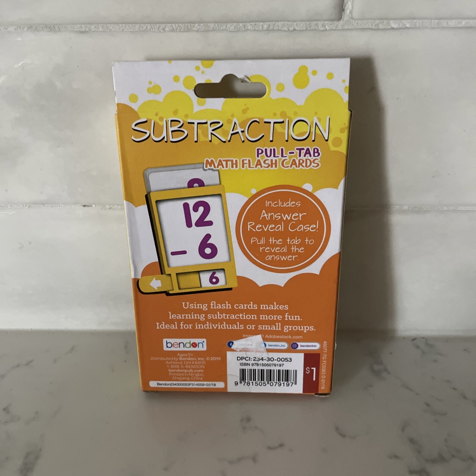 Bendon Subtraction Math Flash Cards set of 36 cards includes Reward Sticker NEW