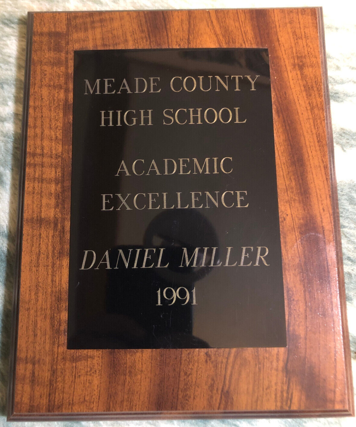 1991  Academic  Excellence  award   trophy   plague   school     