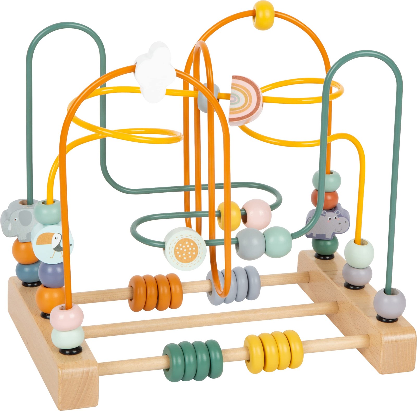 Small Foot 11956 Safari Wooden Motor Skills Toy for Children with 3 Metal Bows f