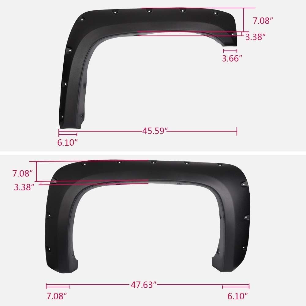 PIT66 Fender Flares, Fit Chevy Silverado 1500 2007-2013(ONLY Fit 5.8′ Short Bed)