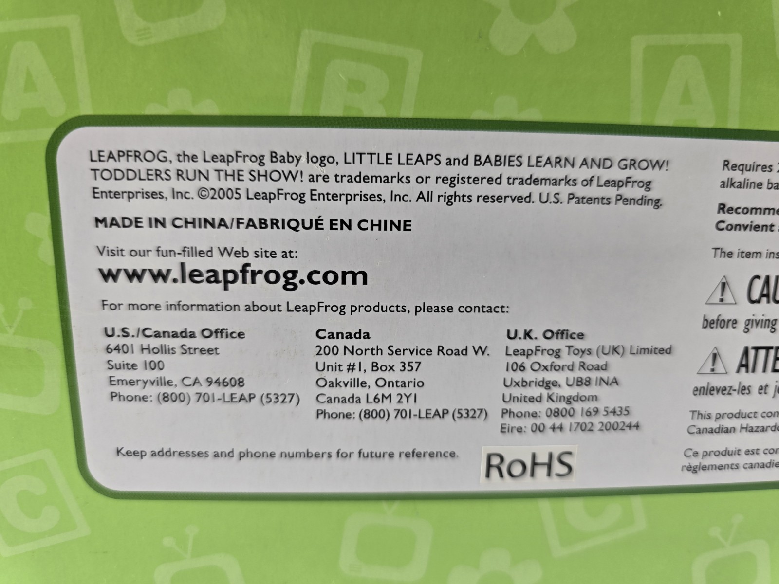 LeapFrog Little Leaps Grow-with-Me Learning System 9-36M Gift Pack Bunbun NEW