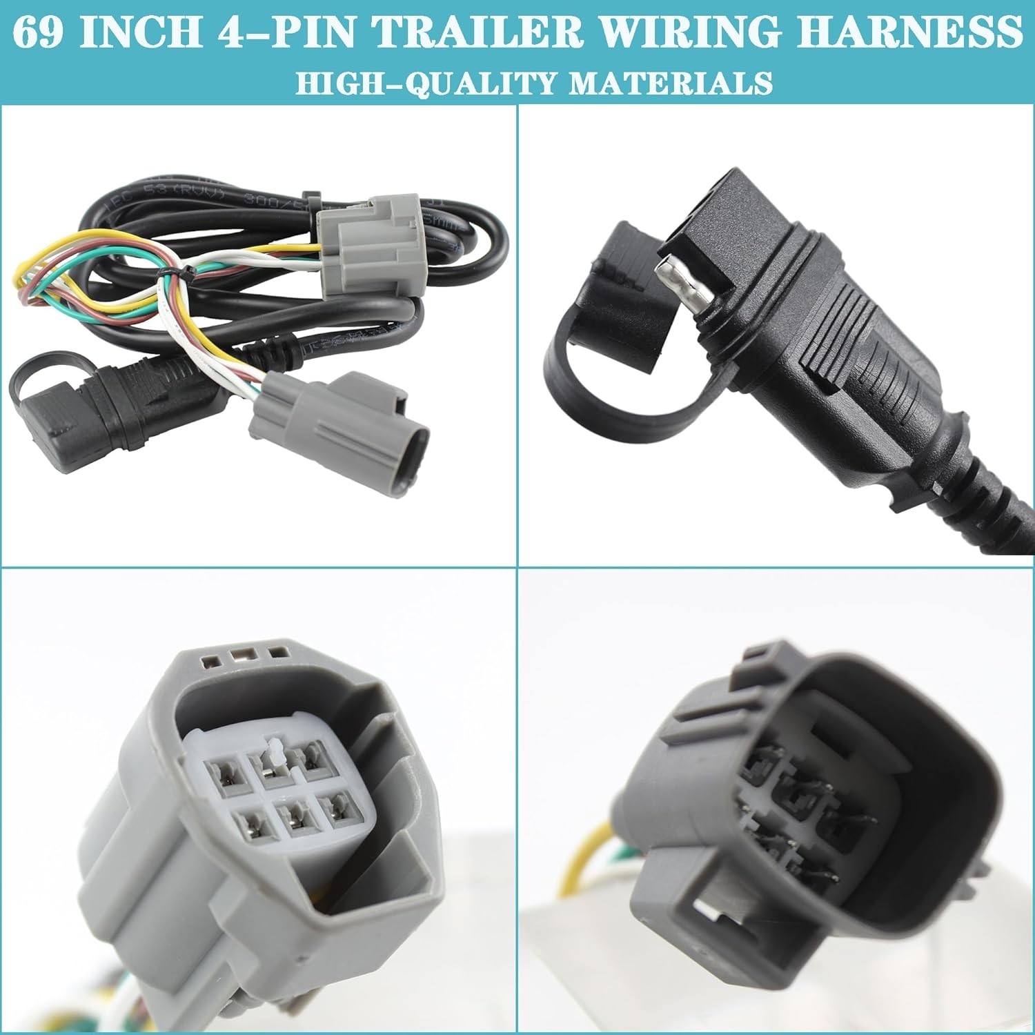 67 Inch 4-Pin Trailer Wiring Harness 17275.01 Compatible with 2007-2018 Jeep Wra
