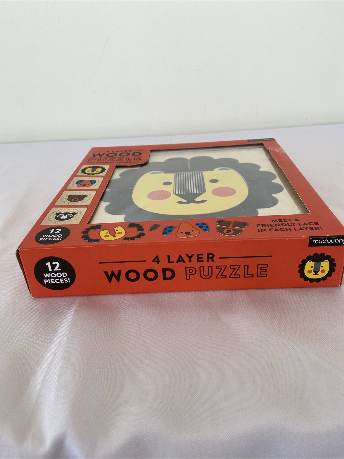 Mudpuppy 4 Layer Wood Puzzle Animal Faces Educational 12 Wooden Pieces Ages 2+