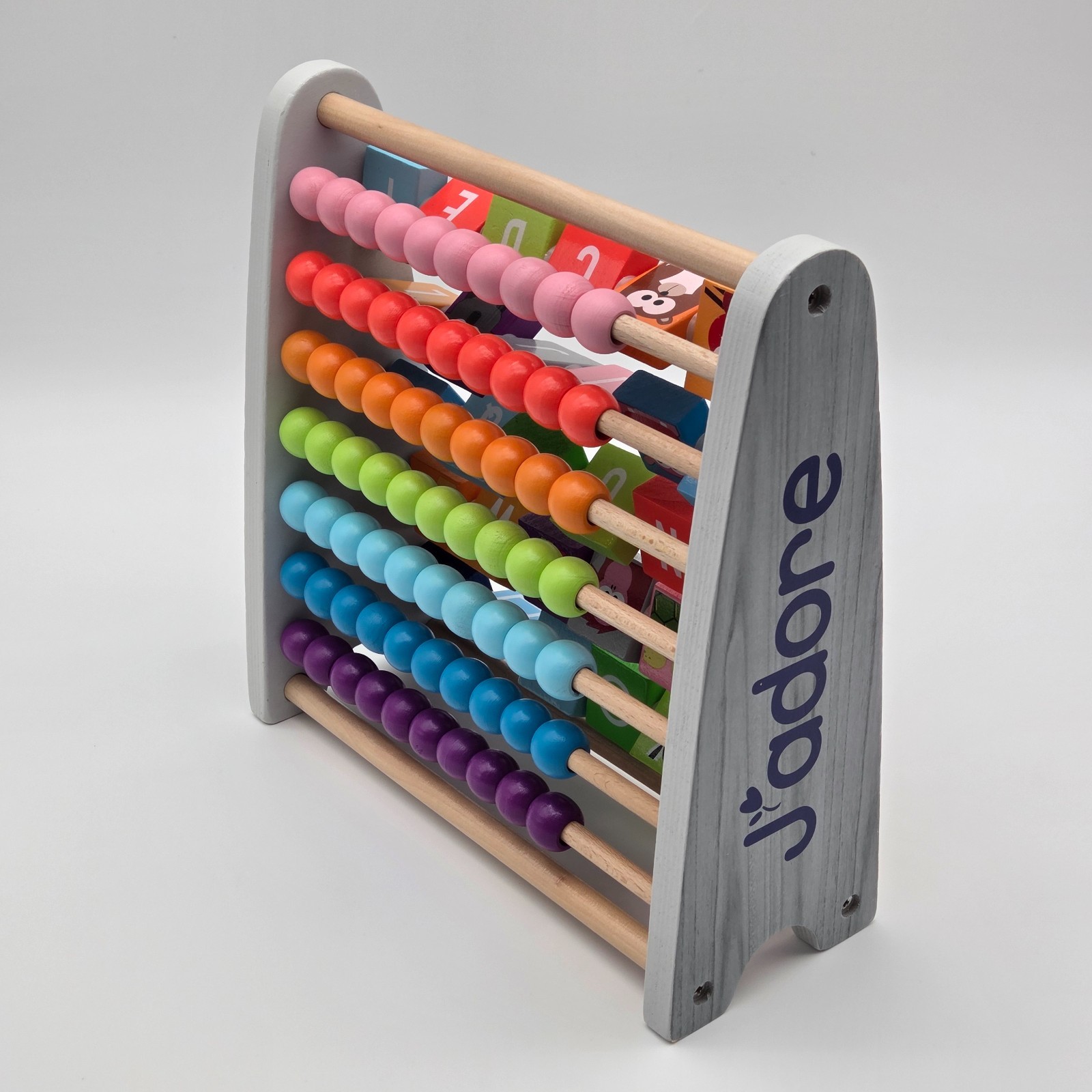 J’adore Double Sided Abacus-Letter and Animals, Multicolor
