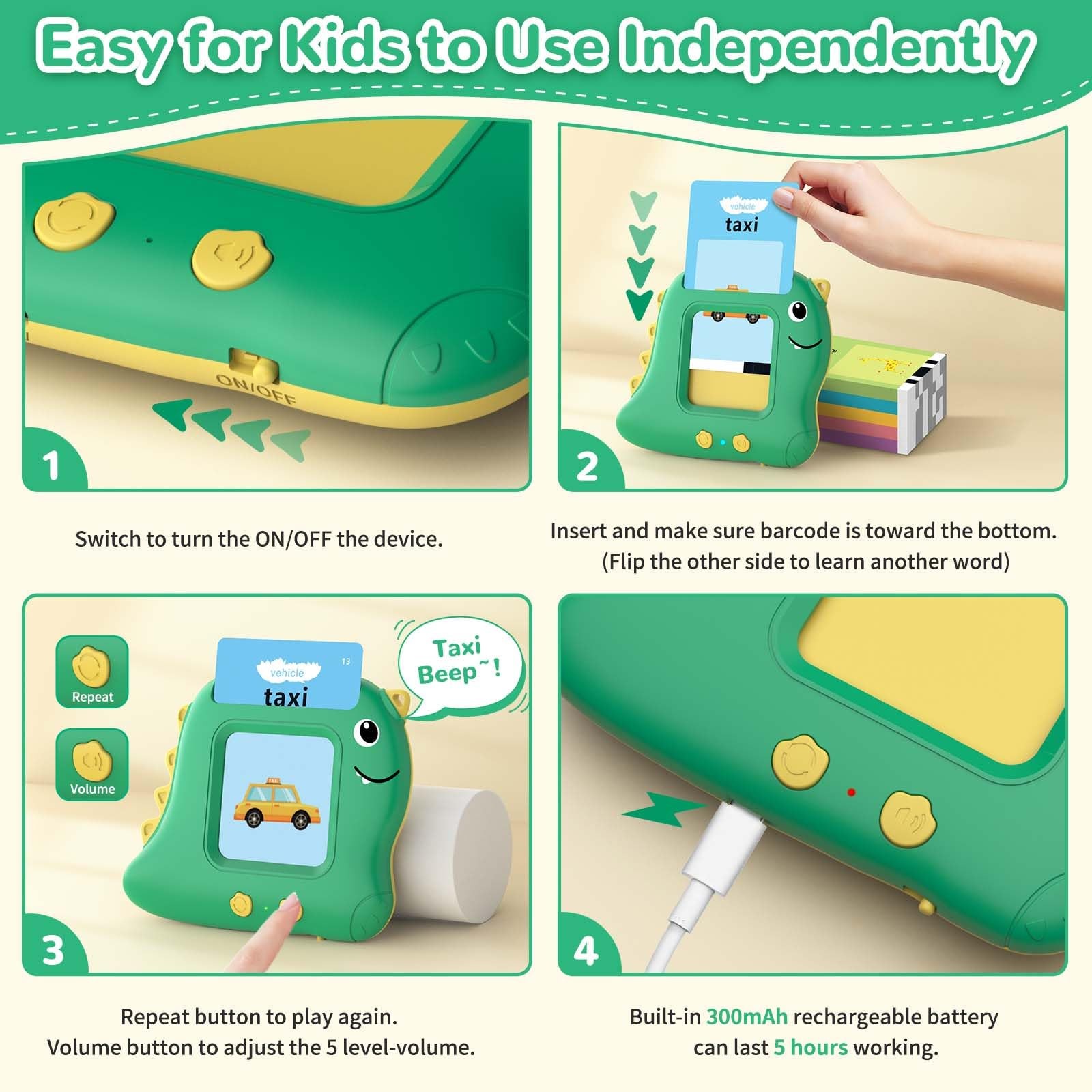 Alotwan Toddler Toys Talking Flash Cards 510 Sight Words Montessori Learning
