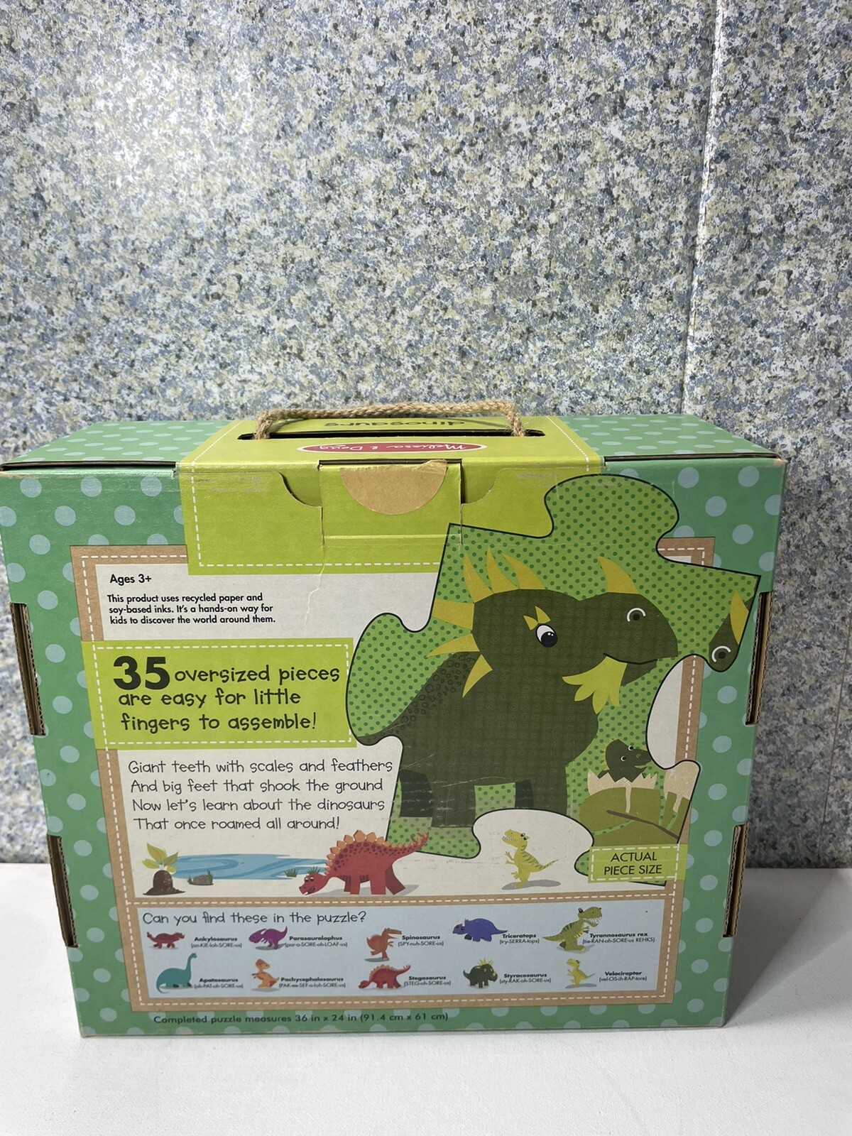 MELISSA & DOUG GIANT FLOOR PUZZLES: DINOSAURS 🦖🧩 36 Pieces EUC