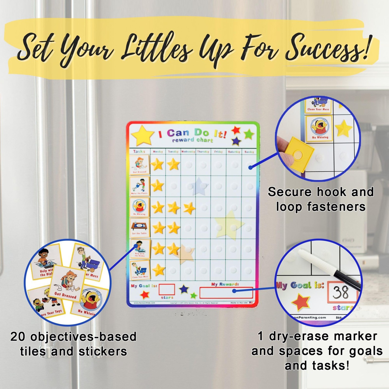 Kenson Kids Reward Chart with 3D Stars for Positive Behavior and Chores