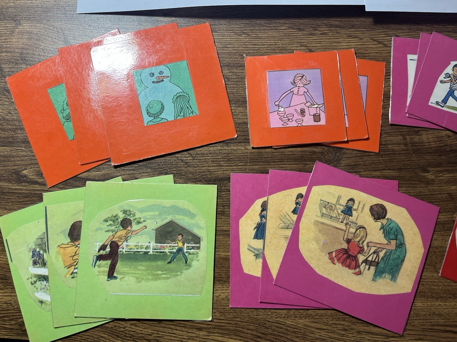 Hand crafted Vintage “Put The Story in Order” Game, With Set Of 24 Cards