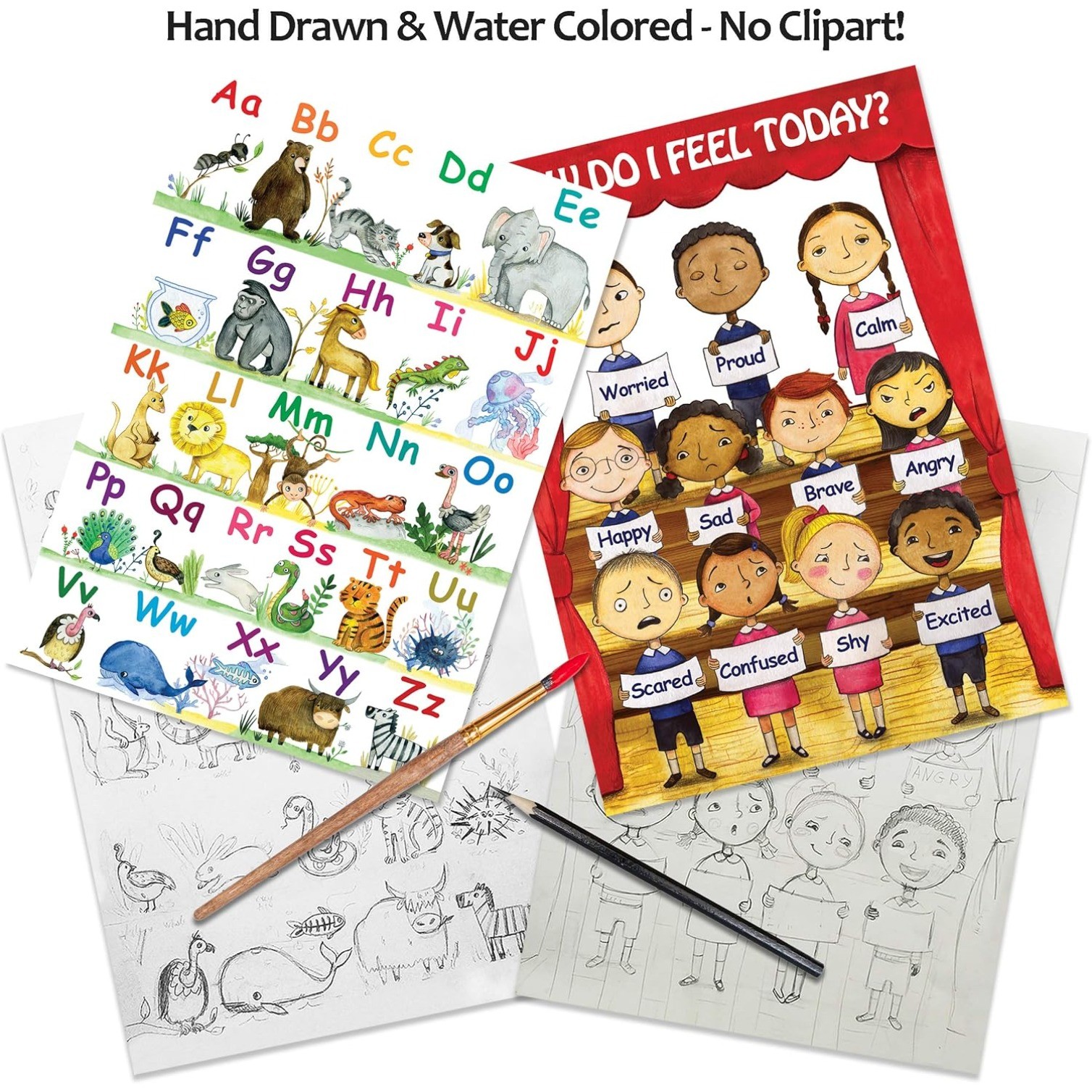 12 Kids Educational Posters 13×18 for Preschoolers & Toddlers for Homeschool