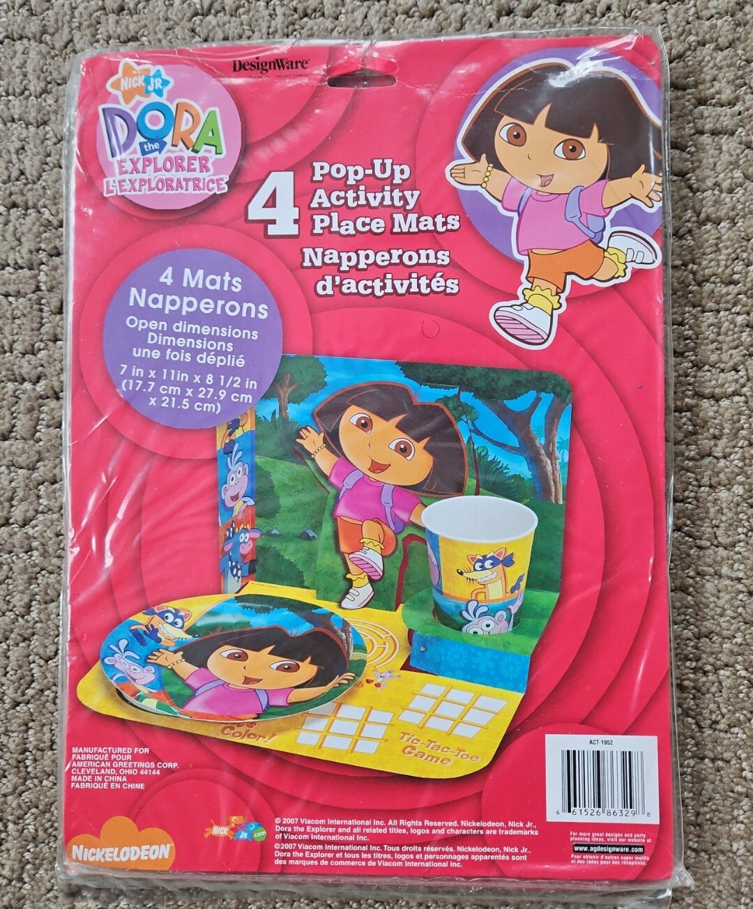 8 Dora The Explorer Pop-up Activity Place Mats & 6 Diego Treat Boxes