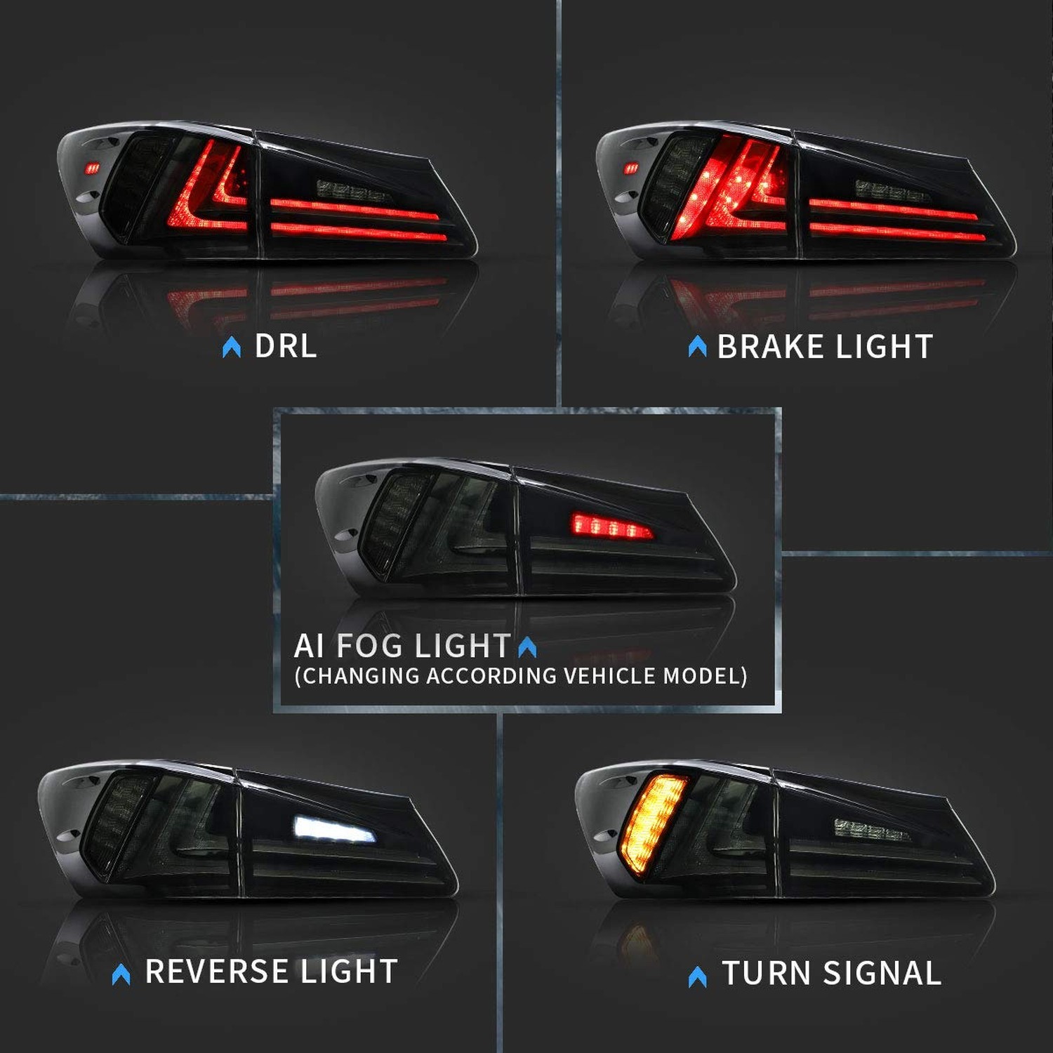 VLAND Led Tail lights Compatible with Base Sedan Lexus IS250 IS350 IS22d 2006…