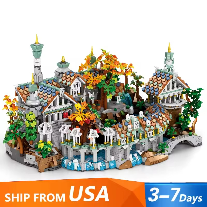Movie Rings Rivendell Medieval Castle Building Blocks Street View Modular