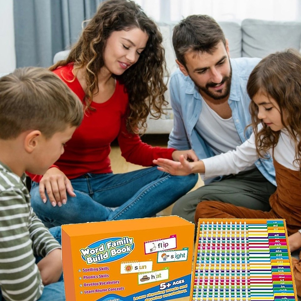 30 Read and Rhyme Flip Books,ABC Word Vocabulary Families Flash Cards