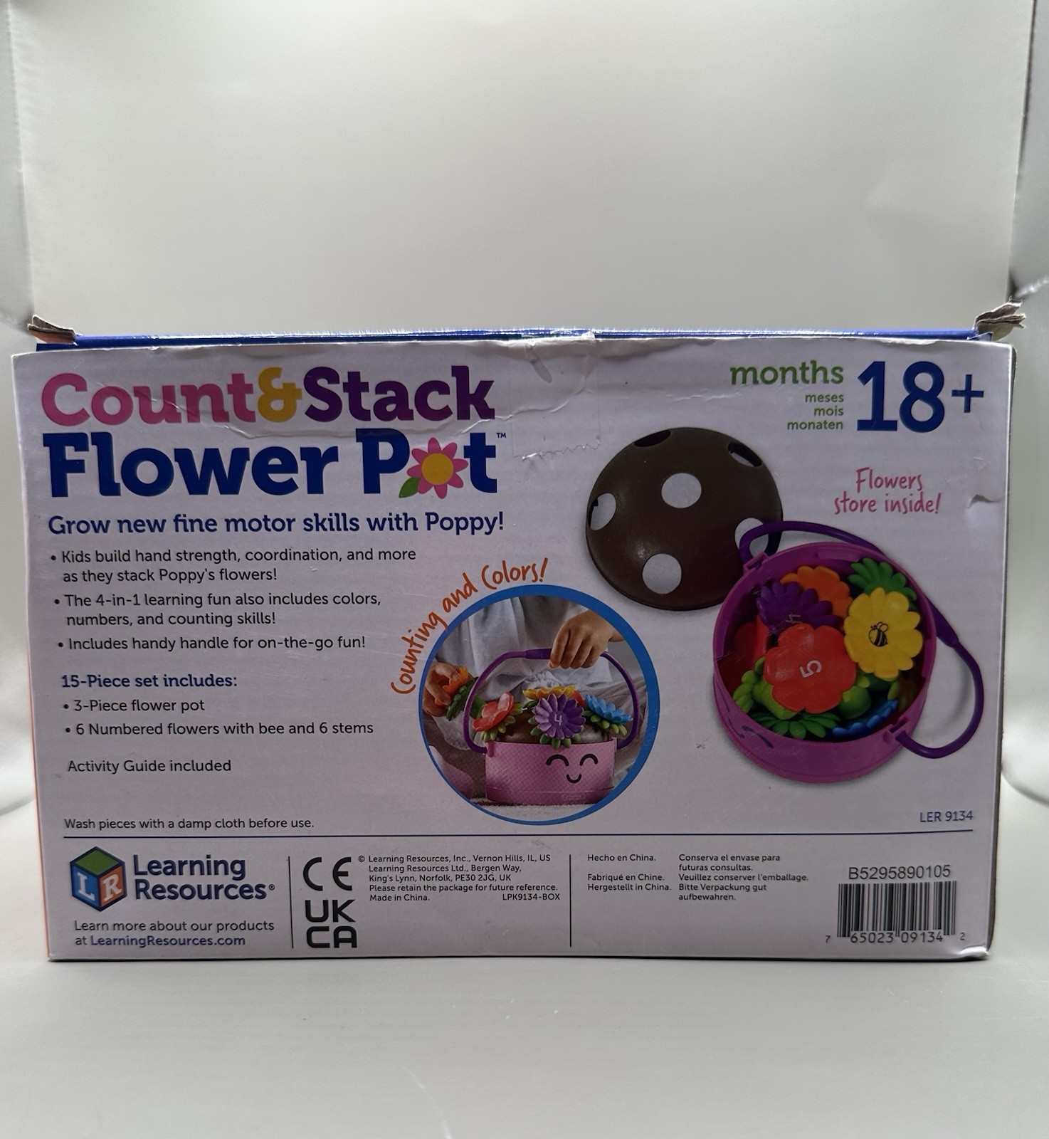 Learning Resources Poppy Count & Stack Flower Pot Toy 18m+ New Open Box Unused