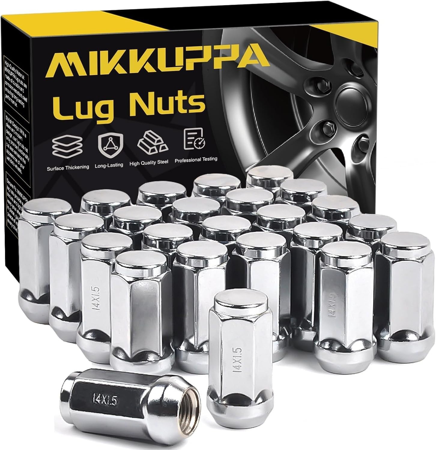 MIKKUPPA M14x1.5 Lug Nuts – Replacement for Chevy Silverado, Ford, GMC Aftermark