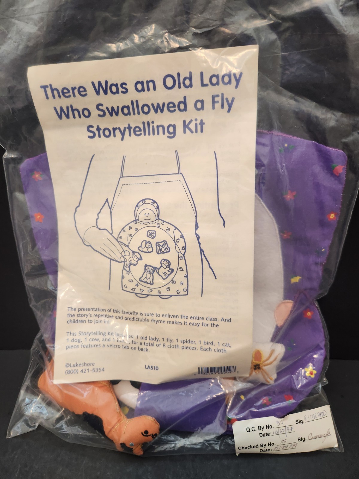 Lakeshore Story Telling kit 1997 There Was an Old Lady Who Swallowed a Fly