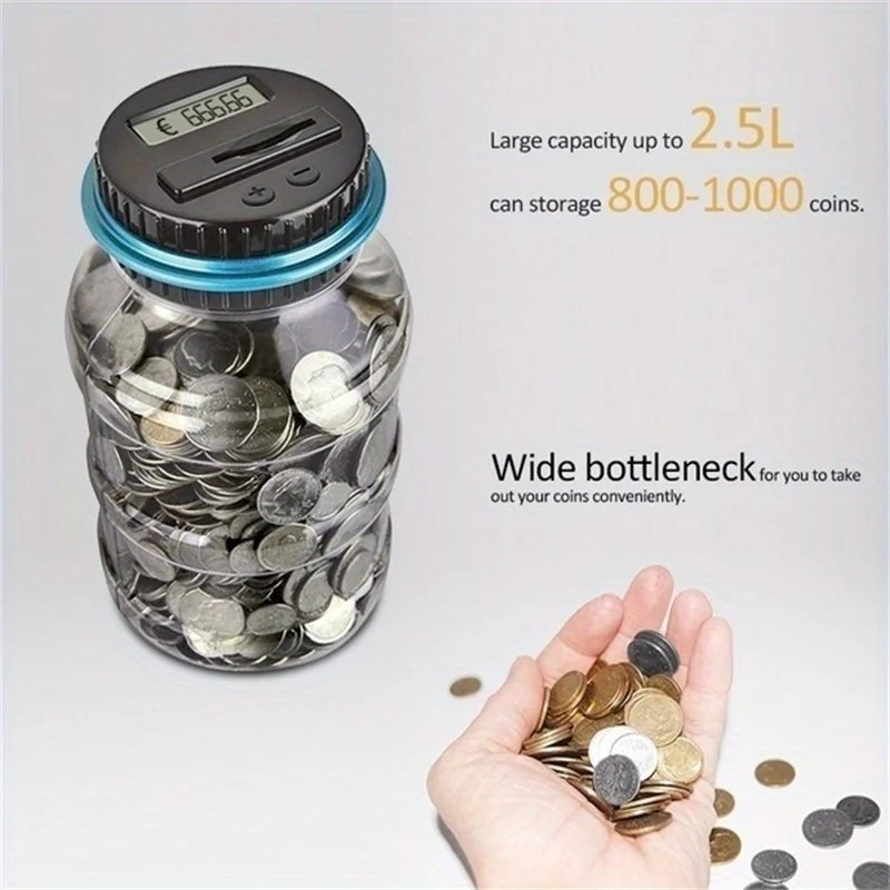 Digital Coin Counter Money Jar Piggy Bank Electronic Machine Christmas Gift Kids