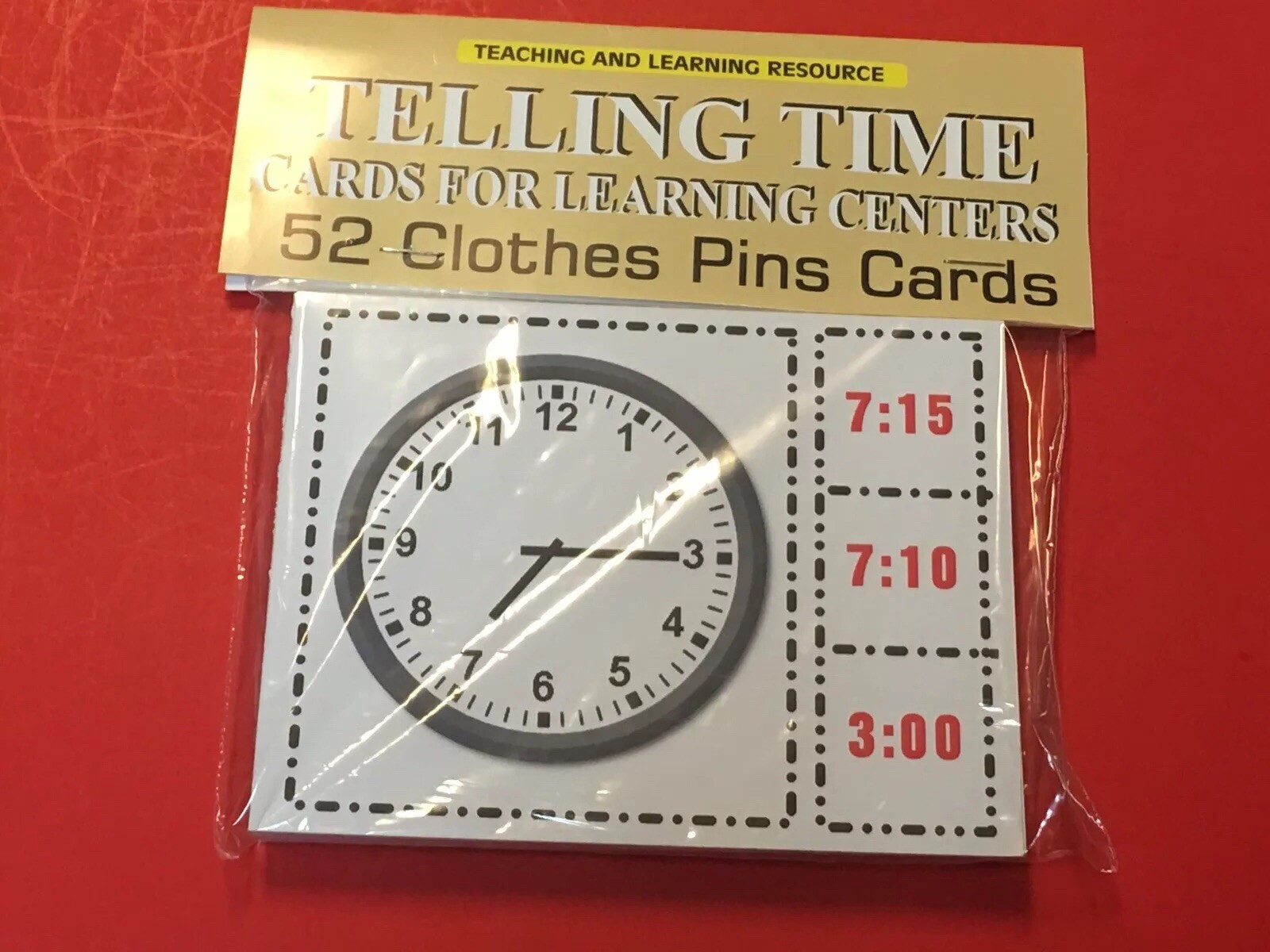 TELLING TIME – Cards for Learning Center 52 Cards- Letters Teaching Pre-k