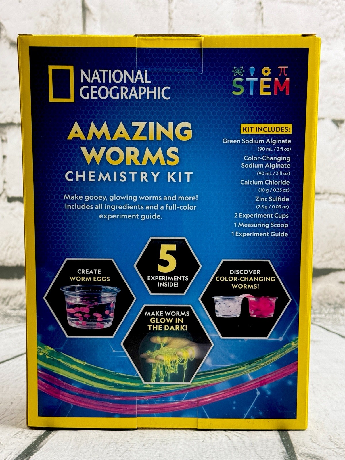 National Geographic STEM GLOW IN DARK Slime Lab~ Amazing Worms Chemistry Kit LOT