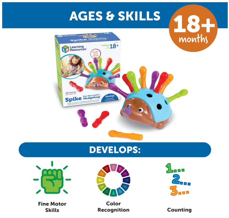 Learning Resources Spike Hedgehog: Montessori Toy for Fine Motor Development