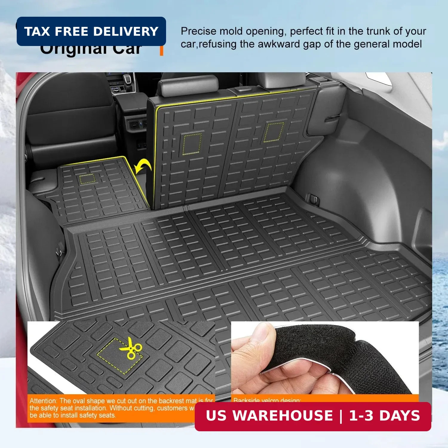 powoq Floor Mat Compatible with 2019-2025 Toyota RAV4 Cargo Mat Trunk Mat Replac