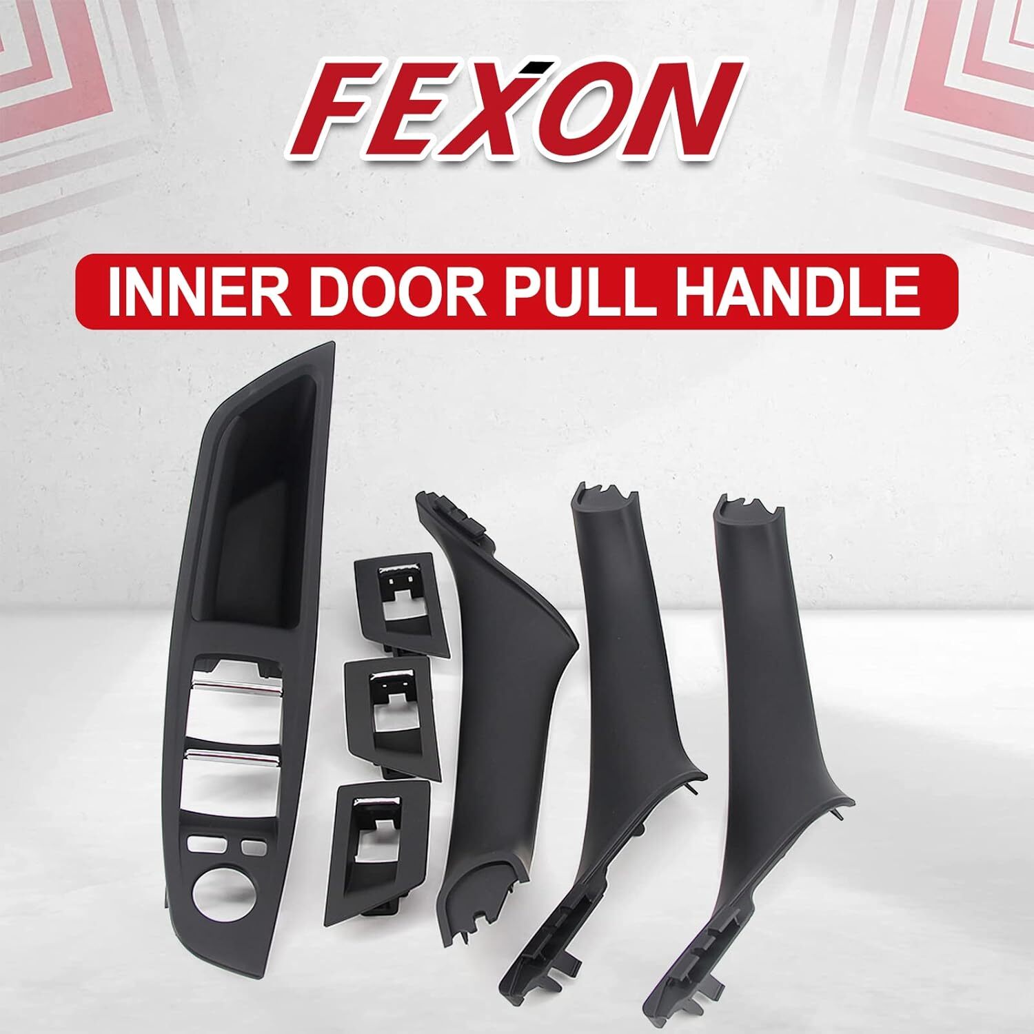Black Window Switch Armrest Panel, Inner Door Pull Handle Trim Cover Kits