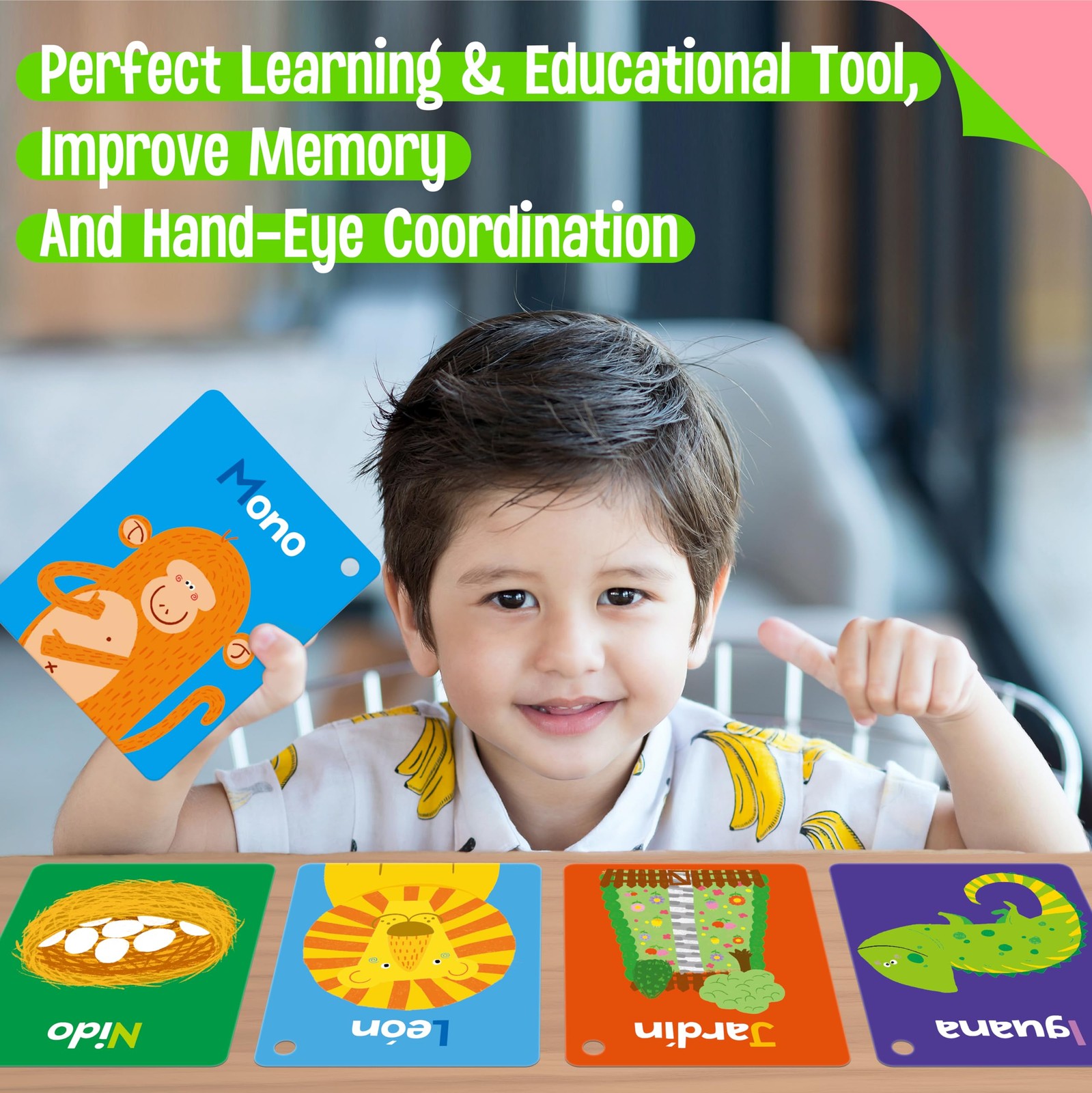 51 PCS Spanish Baby Cognitive Flashcards, Double Sided Printed 7 in 1 Colorfu…