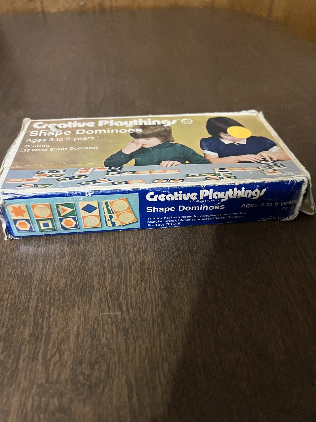 Creative Playthings Shape Dominoes Set Wood Tile Matching Game In Box E0329 VTG