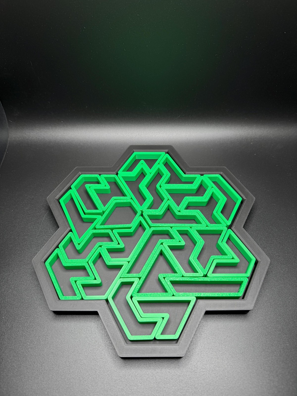 3D Printed Heptiamond Snowflake Puzzle with Box – Challenging Educational Teaser